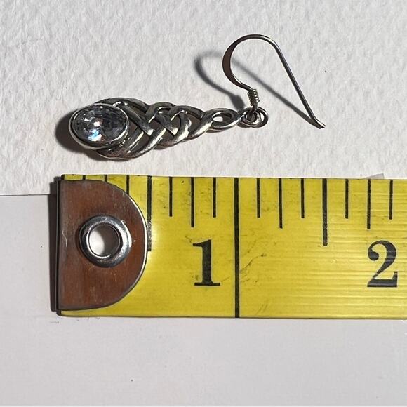 Genuine Silver with Oval Faux Stones in a CELTIC DESIGN Drop Earring - Picture 11 of 12
